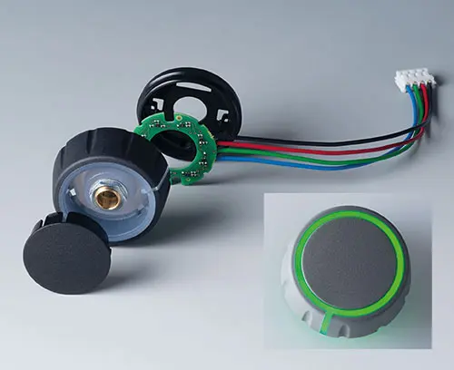 Составляющие ручки CONTROL-KNOB с модулем подсветки и подсветкой на верхней и боковой поверхности